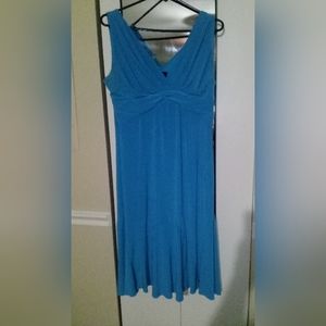 B.SMART Tank maxi dress, turquoise, size 15/16 v neck empire, mermaid, flare